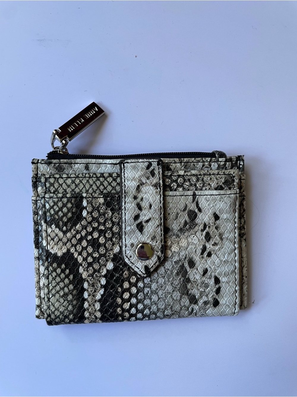 Anne Klein Zip Card Coin Wallet Snakeskin